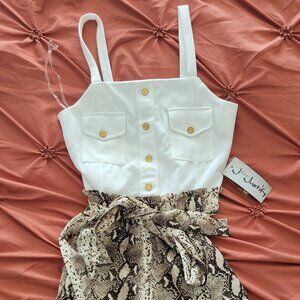 NWT Belted Snakeskin Romper Sz Small
